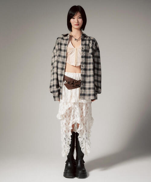 ROYAL FLASH（ロイヤルフラッシュ）の「MITSUKI/ミツキ/ベルト付きレーススカート（スカート・レディース・ブラック/ホワイト・F）」の19枚目の写真