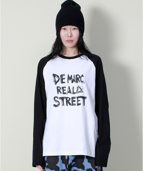 DEMARC（ドゥマーク）の「リアルストリートカラーミックスラグラン長袖Tシャツブラック&ホワイト（Tシャツ/カットソー・レディース・その他・MEDIUM/LARGE）」の2枚目の写真