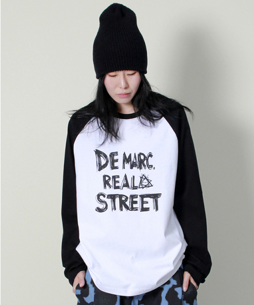 DEMARC（ドゥマーク）の「リアルストリートカラーミックスラグラン長袖Tシャツブラック&ホワイト（Tシャツ/カットソー・レディース・その他・MEDIUM/LARGE）」の3枚目の写真