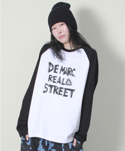 DEMARC（ドゥマーク）の「リアルストリートカラーミックスラグラン長袖Tシャツブラック&ホワイト（Tシャツ/カットソー・レディース・その他・MEDIUM/LARGE）」の5枚目の写真