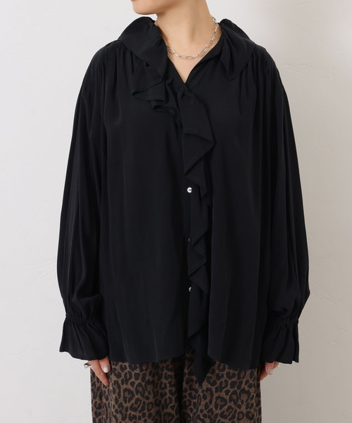 JOURNAL STANDARD LUXE（ジャーナルスタンダード　ラックス）の「Cu/Rローン フリルパフブラウス（シャツ/ブラウス・レディース・ブラック/ブラック系その他・FREE）」の4枚目の写真