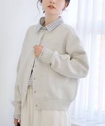 coen | 【選べる6色展開 / スプリングカラー】袖刺繍 スウェットライクハイゲージニットカーディガン(カーディガン/ボレロ)