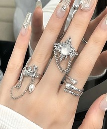 MASHIRO（マシロ）の「【MASHIRO】Y2Kスターダストモチーフチェーンリングセット 3点セット(MA/EK481)（リング）」