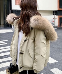 LAFFMO（ラフモ）の「ファー付きトグルボタンジップアップブルゾン（その他アウター・レディース）」