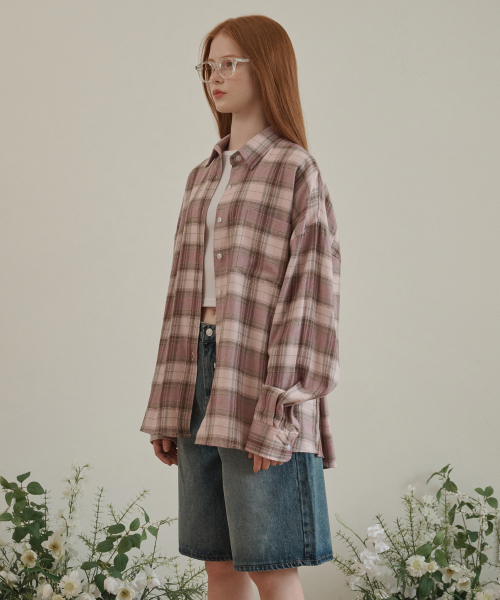LOSSYROW(ロッシロー)の「Oversized checkered shirt Pink(シャツ/ブラウス・レディース・ピンク・FREE)」の14枚目の写真