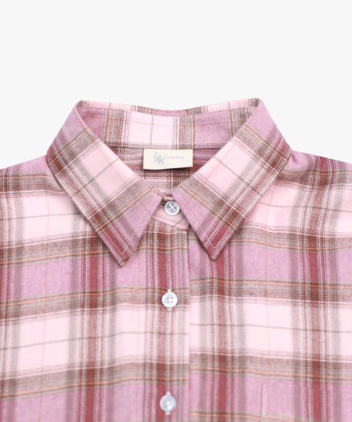 LOSSYROW(ロッシロー)の「Oversized checkered shirt Pink(シャツ/ブラウス・レディース・ピンク・FREE)」の8枚目の写真