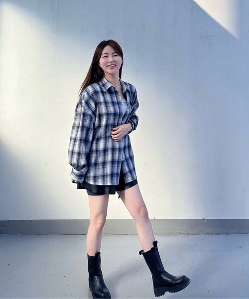 LOSSYROW(ロッシロー)の「Oversized checkered shirt Pink(シャツ/ブラウス・レディース・ピンク・FREE)」の11枚目の写真