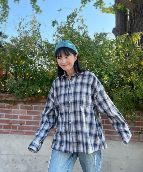 LOSSYROW(ロッシロー)の「Oversized checkered shirt Pink(シャツ/ブラウス・レディース・ピンク・FREE)」の4枚目の写真