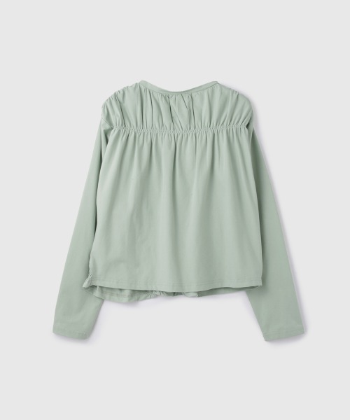 VICKY（ビッキー）の「ギャザーラインフロントカットソー≪洗濯機で洗える≫（Tシャツ/カットソー・レディース・ブラック/オフホワイト/グリーン・M）」の5枚目の写真