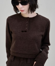 【Nora Lily】「elle」Layered Design Cut L/S Henry Top