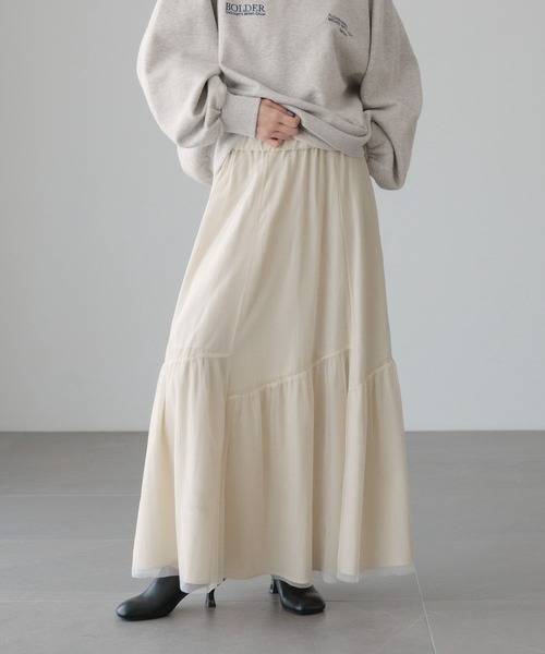 LOWRYS FARM(ローリーズファーム)の「チュールアソートティアードスカート 643601(スカート・レディース・ホワイト系その他/ブラウン/グレー/ブラック/ホワイト・FREE)」の1枚目の写真