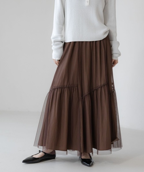 LOWRYS FARM(ローリーズファーム)の「チュールアソートティアードスカート 643601(スカート・レディース・ホワイト系その他/ブラウン/グレー/ブラック/ホワイト・FREE)」の5枚目の写真