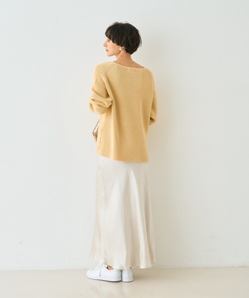 Rouge vif Anna（ルージュヴィフアンナ）の「片畦ハートVネックコットンプルオーバーニット/春服/手洗い可能（ニット/セーター・レディース・レモンイエロー/グレー・フリー）」の15枚目の写真
