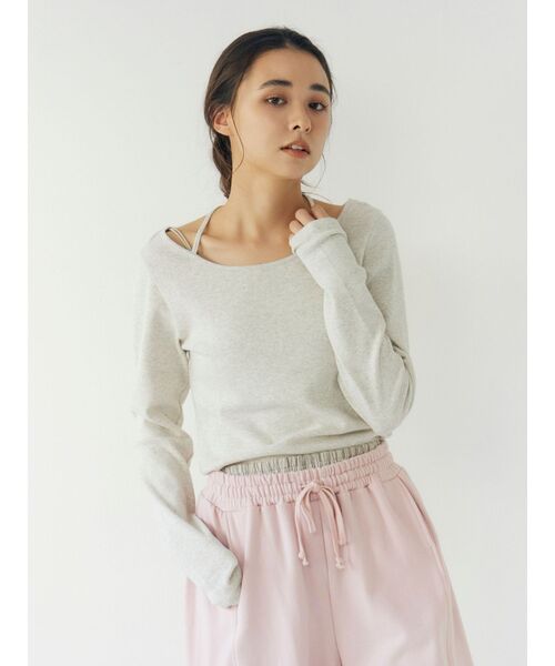 Ungrid（アングリッド）の「リボンデザインロングスリーブTee（Tシャツ/カットソー・レディース・ライトグレー/チャコールグレー/ブルー・FREE）」の4枚目の写真