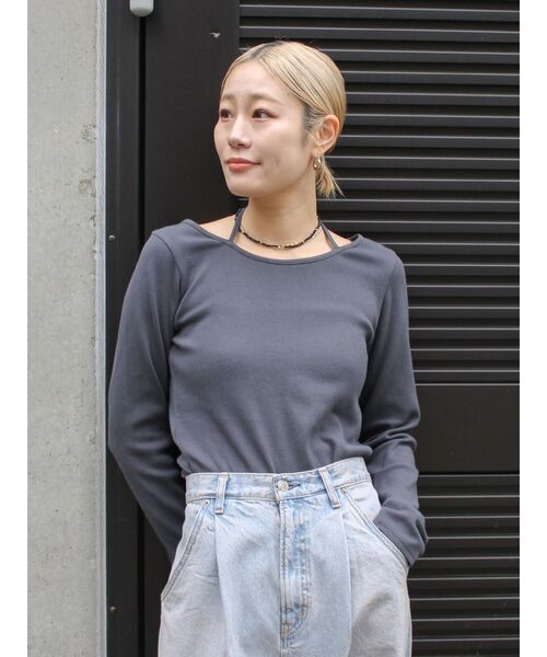 Ungrid（アングリッド）の「リボンデザインロングスリーブTee（Tシャツ/カットソー・レディース・ライトグレー/チャコールグレー/ブルー・FREE）」の15枚目の写真