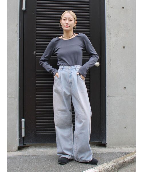 Ungrid（アングリッド）の「リボンデザインロングスリーブTee（Tシャツ/カットソー・レディース・ライトグレー/チャコールグレー/ブルー・FREE）」の18枚目の写真