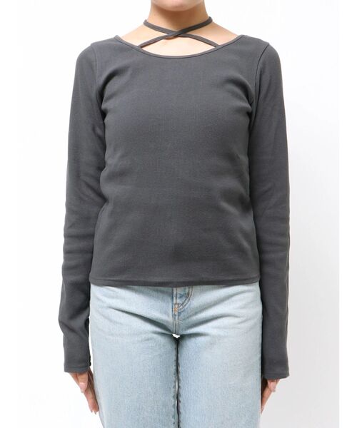 Ungrid（アングリッド）の「リボンデザインロングスリーブTee（Tシャツ/カットソー・レディース・ライトグレー/チャコールグレー/ブルー・FREE）」の21枚目の写真