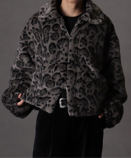 セール】フェイクファー レオパードショートジャケット（ブルゾン