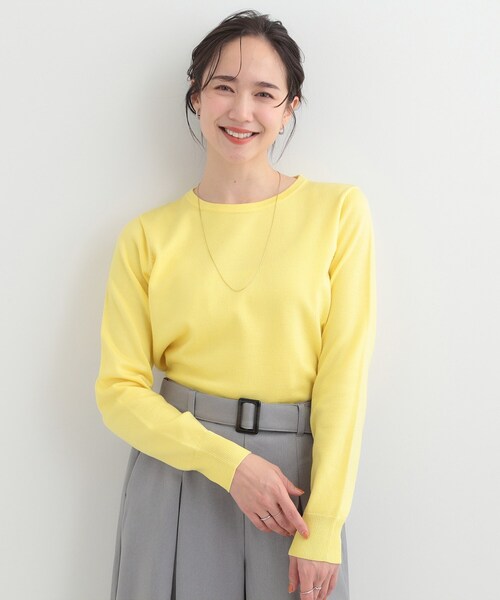 SHOO・LA・RUE（シューラルー）の「【洗濯機可/S-LL/アンサンブル可】シンプルきれい見え クルーネックニット（ニット/セーター・レディース・ベビーピンク/イエロー系その他/ブラック系2/ホワイト系3・04/03/02/01）」の21枚目の写真