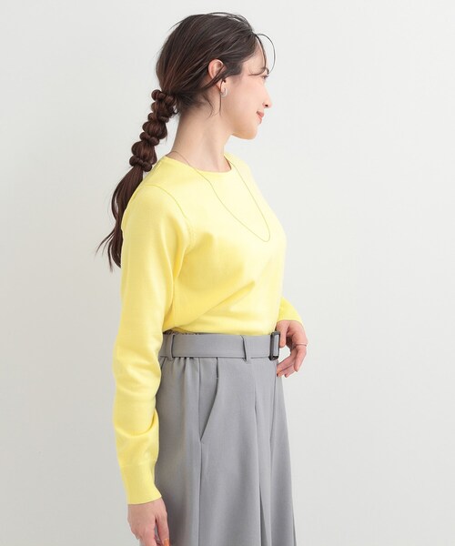 SHOO・LA・RUE（シューラルー）の「【洗濯機可/S-LL/アンサンブル可】シンプルきれい見え クルーネックニット（ニット/セーター・レディース・ベビーピンク/イエロー系その他/ブラック系2/ホワイト系3・04/03/02/01）」の20枚目の写真