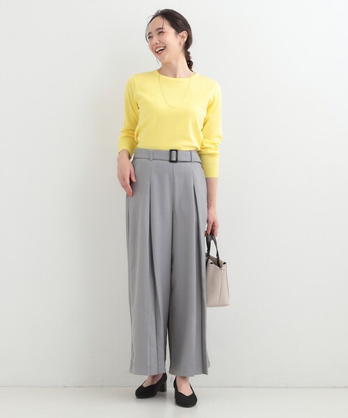 SHOO・LA・RUE（シューラルー）の「【洗濯機可/S-LL/アンサンブル可】シンプルきれい見え クルーネックニット（ニット/セーター・レディース・ベビーピンク/イエロー系その他/ブラック系2/ホワイト系3・04/03/02/01）」の19枚目の写真