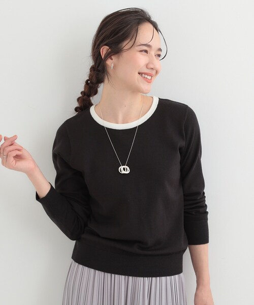 SHOO・LA・RUE（シューラルー）の「【洗濯機可/S-LL/アンサンブル可】シンプルきれい見え クルーネックニット（ニット/セーター・レディース・ベビーピンク/イエロー系その他/ブラック系2/ホワイト系3・04/03/02/01）」の8枚目の写真