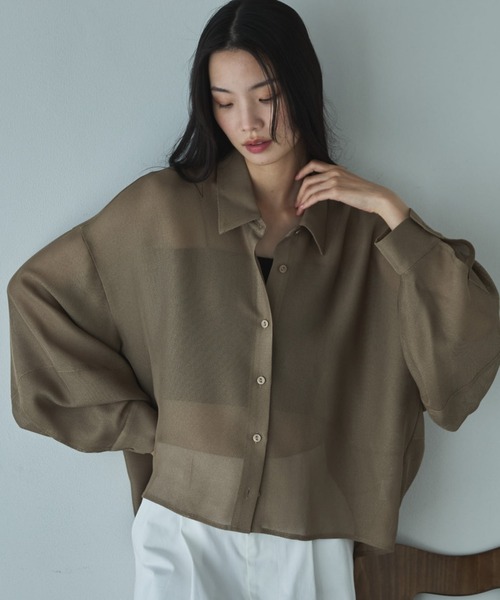 Doux archives(ドゥアルシーヴ)の「【EC先行予約】メッシュドルマンシャツ(シャツ/ブラウス・レディース・オフホワイト/ブラック/キャメル・FREE)」の1枚目の写真