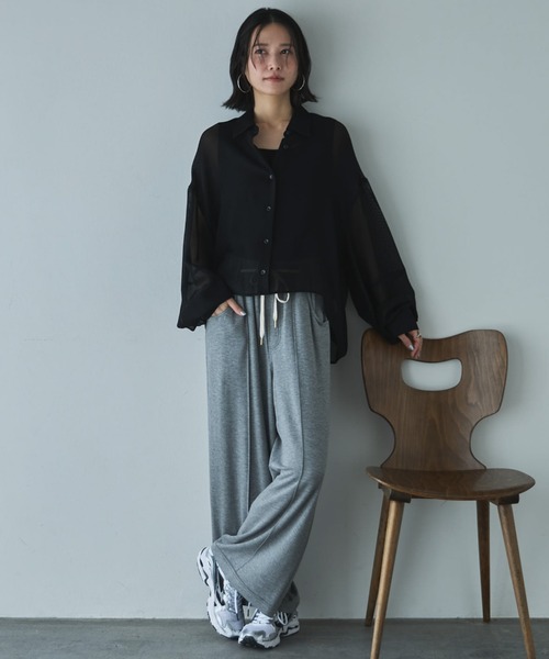 Doux archives(ドゥアルシーヴ)の「【EC先行予約】メッシュドルマンシャツ(シャツ/ブラウス・レディース・オフホワイト/ブラック/キャメル・FREE)」の4枚目の写真