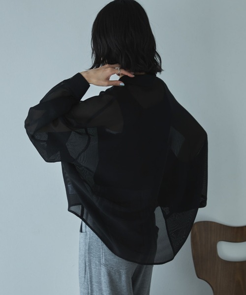 Doux archives(ドゥアルシーヴ)の「【EC先行予約】メッシュドルマンシャツ(シャツ/ブラウス・レディース・オフホワイト/ブラック/キャメル・FREE)」の15枚目の写真