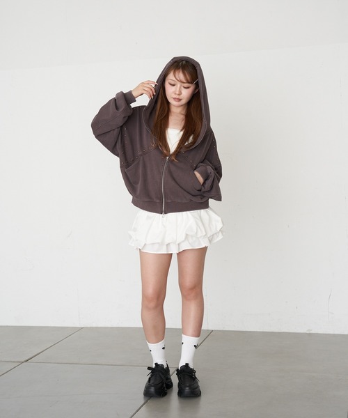 RAY CASSIN（レイカズン）の「【セットアップで着られる】ピグメントスタッズドルマンスウェットパーカー（スウェット・レディース・グレー/ブラウン系その他2/ベージュ系その他2・FREE）」の22枚目の写真