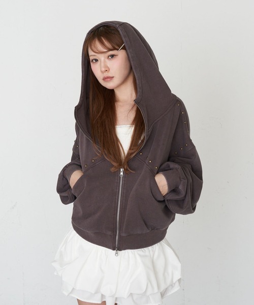 RAY CASSIN（レイカズン）の「【セットアップで着られる】ピグメントスタッズドルマンスウェットパーカー（スウェット・レディース・グレー/ブラウン系その他2/ベージュ系その他2・FREE）」の20枚目の写真