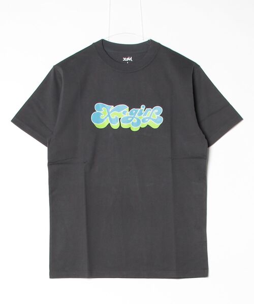 X-girl(エックスガール)の「CANDY LOGO S/S TEE(Tシャツ/カットソー・レディース・チャコールグレー/ホワイト/ピンク・S/M/L)」の1枚目の写真