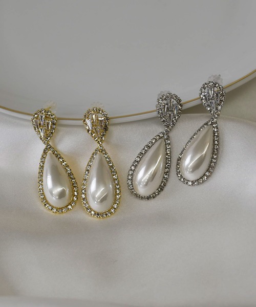 LA MUe(ラミュー)の「【LA MUE】シルバー925ポスト パール×ビジュー ドロップピアス(ピアス(両耳用)・レディース・ゴールド/シルバー・FREE)」の13枚目の写真