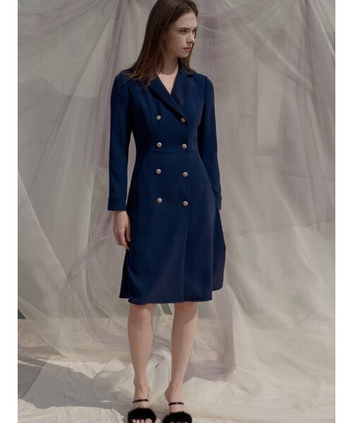 Sorry,Too Much Love(ソーリートゥーマッチラブ)の「Double Button Trench Style Dress_Navy(ワンピース・レディース・その他・S/M)」の2枚目の写真