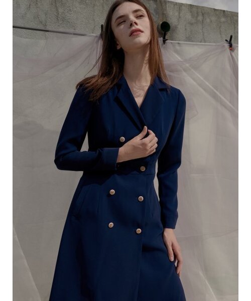 Sorry,Too Much Love(ソーリートゥーマッチラブ)の「Double Button Trench Style Dress_Navy(ワンピース・レディース・その他・S/M)」の4枚目の写真
