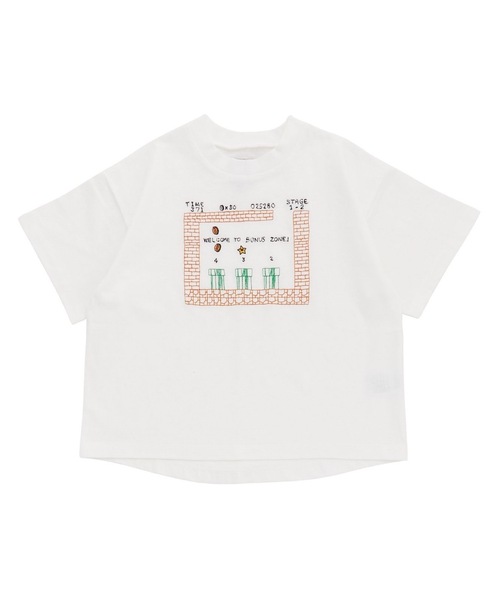 Ocean&Ground（オーシャン&グラウンド）の「ENJOY STITCH Tシャツ/刺繍（Tシャツ/カットソー・キッズ・キナリ/ホワイト/ライトブルー/ブラック・100/95/90/80/140/130/120/110）」の2枚目の写真