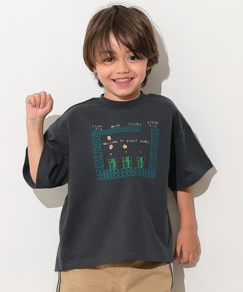 Ocean&Ground（オーシャン&グラウンド）の「ENJOY STITCH Tシャツ/刺繍（Tシャツ/カットソー・キッズ・キナリ/ホワイト/ライトブルー/ブラック・100/95/90/80/140/130/120/110）」の4枚目の写真