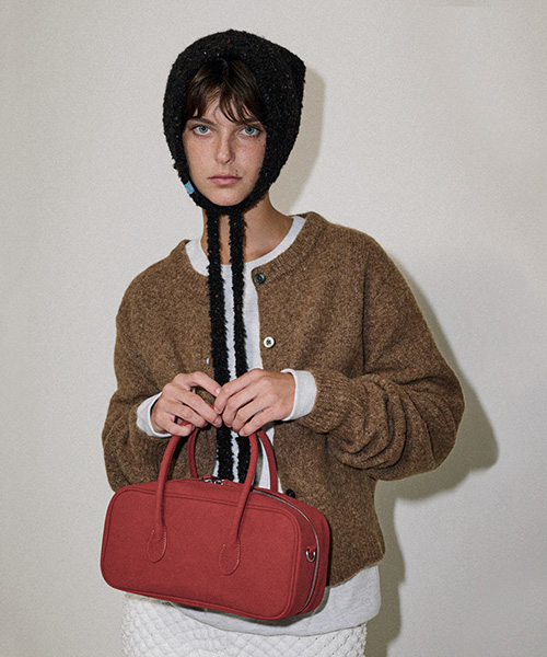 Baguette bento bag Suede Brick red