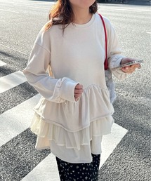 ティアードペプラムトップス