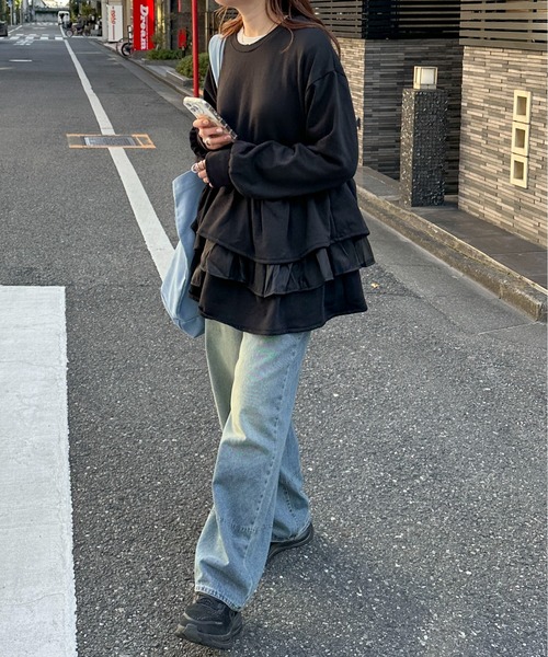 PILIT(ピリット)の「ティアードペプラムトップス(Tシャツ/カットソー・レディース・アイボリー/ブラック・MEDIUM)」の22枚目の写真