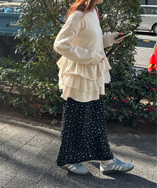 PILIT(ピリット)の「ティアードペプラムトップス(Tシャツ/カットソー・レディース・アイボリー/ブラック・MEDIUM)」の8枚目の写真