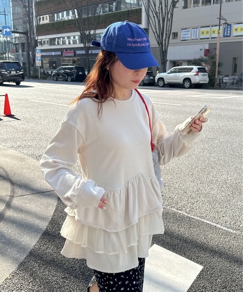 PILIT(ピリット)の「ティアードペプラムトップス(Tシャツ/カットソー・レディース・アイボリー/ブラック・MEDIUM)」の13枚目の写真