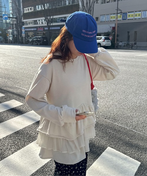 PILIT(ピリット)の「ティアードペプラムトップス(Tシャツ/カットソー・レディース・アイボリー/ブラック・MEDIUM)」の14枚目の写真