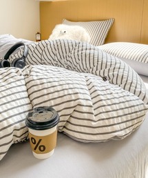 Vini（ヴィニ）の「ストライプ 柄 布団 カバー 3点 セット ( シングル )（寝具）」