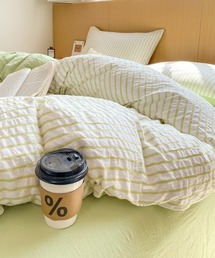 Vini（ヴィニ）の「ストライプ 柄 布団 カバー 3点 セット ( シングル )（寝具）」