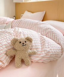 Vini（ヴィニ）の「ストライプ 柄 布団 カバー 3点 セット ( シングル )（寝具）」