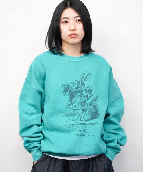 THRIFTY LOOK（スリフティールック）の「THRIFTY LOOK / スリフティールック "WHITE RABBIT" CREW SWEAT ピグメント加工 スウェット（スウェット・メンズ・グリーン/ライトグレー/ブラック・X-LARGE/LARGE/MEDIUM）」の3枚目の写真