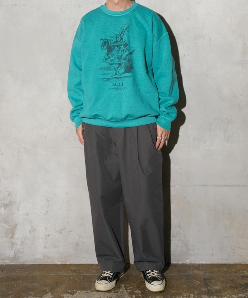 THRIFTY LOOK（スリフティールック）の「THRIFTY LOOK / スリフティールック "WHITE RABBIT" CREW SWEAT ピグメント加工 スウェット（スウェット・メンズ・グリーン/ライトグレー/ブラック・X-LARGE/LARGE/MEDIUM）」の9枚目の写真