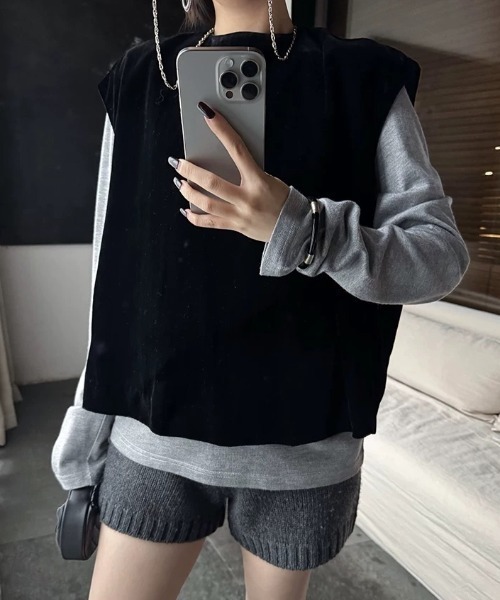 CELENA BEATS(セレナビーツ)の「ニットショートパンツ(その他パンツ・レディース・アイボリー/グレー・FREE)」の3枚目の写真