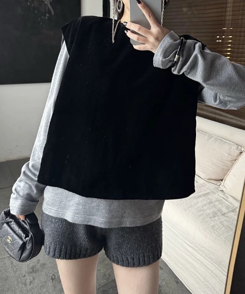 CELENA BEATS(セレナビーツ)の「ニットショートパンツ(その他パンツ・レディース・アイボリー/グレー・FREE)」の5枚目の写真